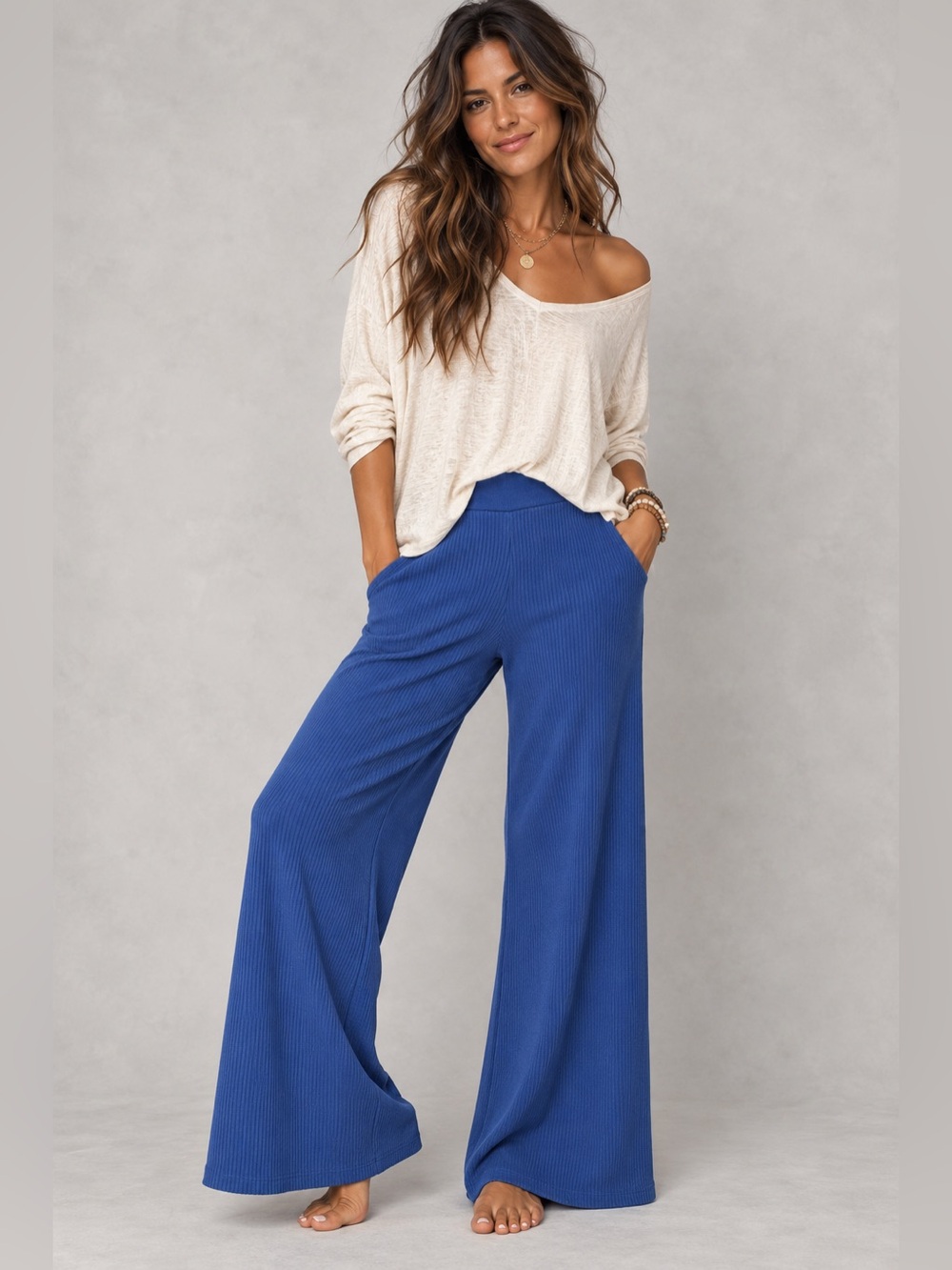 Zenana Outfitters Wide Leg Ribbed Knit Pants